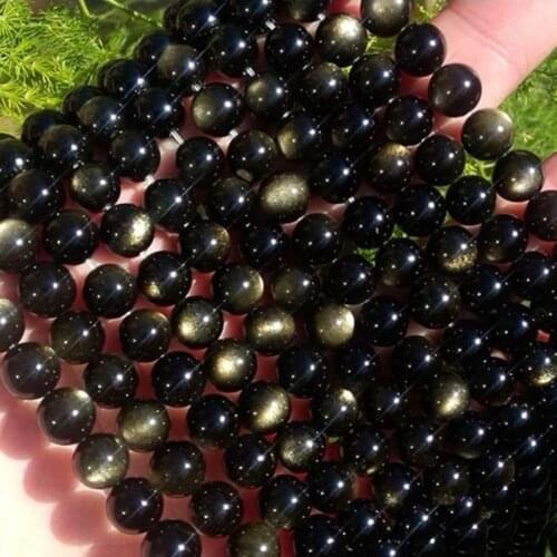 Gold Obsidian Loose Beads Handmade Accessories for Jewelry Making Bracelet DIY Jewelry Making Handmade quantity Natural Stone