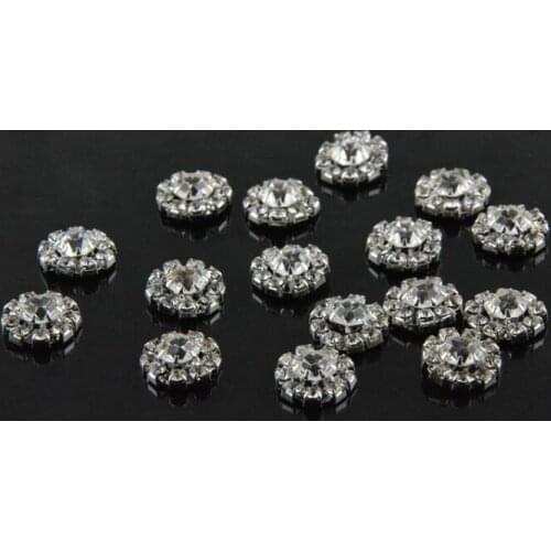 10pcs Gold/Silver 15mm Rhinestone Buttons Flatback Embellishment Craft Alloy Button For DIY Wedding Hair Flower Center