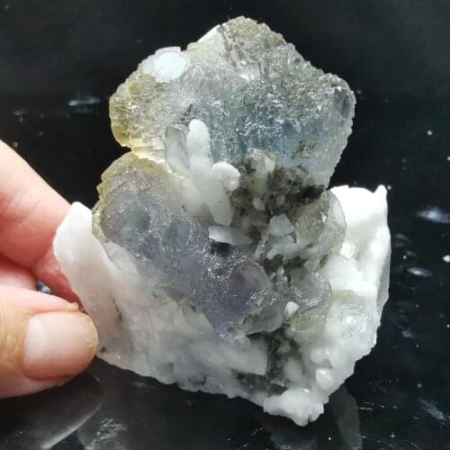 128.8gNatural ladder green fluorite and crystal symbiotic mineral specimen healing energy home decoration QUARTZ GEM