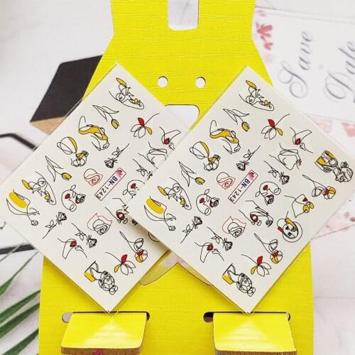 2pc Stickers for Nails Girl Mask Flower Design Nail Art Decorations Manicure Decor Watercolor Nail Decal Stickers Accessoires