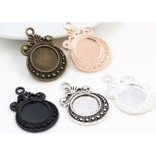 20pcs/lot 12mm Inner Size 5 Colors Fashion Style Cabochon Base Cameo Setting Charms Pendant