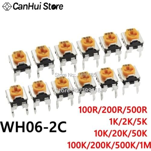 20pcs WH06-2C 100 200 500 1K 2K 5K 10K 20K 50K 100K 200K 500K 1M ohm Trimmer Potentiometer variable resistors