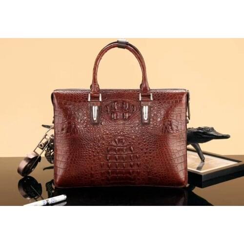 2016 Fashion Mens Genuine/Real 100% Crocodile Skin Briefcase Laptop Bag, Crocodile skin Business Men Bag Black/Brown/Coffe/red