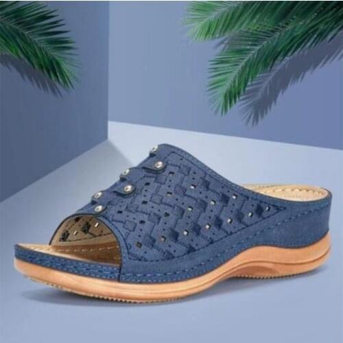 2021 Women Fashion Wedge Heel Platform Summer Women Sandals Casual Open Toe Low Heels Flat Sandals Beach Sandals Big Size