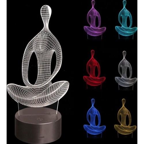 3D illusion Yoga Meditation Night Light 7 Color Change LED Desk Table Lamp Toys New 2020