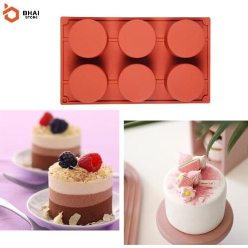 6-Cavity Cylinder Silicone Baking Mousse Pastry Mold Cupcake Mold Kitchen Handmade Bakeware Pudding Jelly Tools