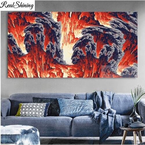 Nordic style large Diy Diamond Painting Volcano eruption 5d Diamond Embroidery Full Display Diamond Mosaic Cross Stitch F1007