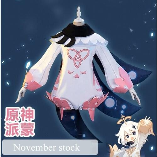 Anime Genshin Impact Paimon Battle Uniform Cute Dress Party Outfit Cosplay Costume Full Set Halloween Women FreeShipping 2020New