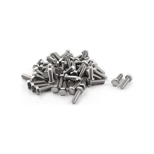 50Pcs 16mm Length 5mm Thread Hex Cap A2-70 Stainless Steel Screw Bolt