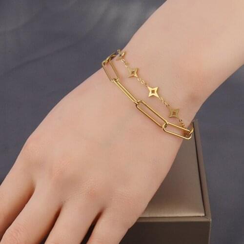 Punk Stainless Steel Bracelet For Women coin Pendant Thick Chain Bracelet Charm bracelets Party Jewelry Gift friends