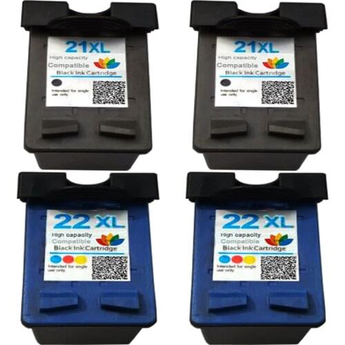 4 Compatible HP21 C9351A Black & HP22 C9352A Colour Replacement Ink Cartridge for hp PSC 1402 1410 1415 1417 Printer