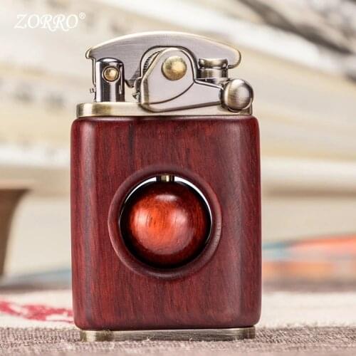 Retro Wooden Beads DecompressiLighter Flint Kerosene Oil Lighter Rosewood Solid Personality Creative Lighter Gadget For Man