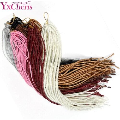 Dreadlocks Synthetic Braiding Hair Extensions Crochet Braids Single Ends For Black Women Pink Dreads Hair YxCheris