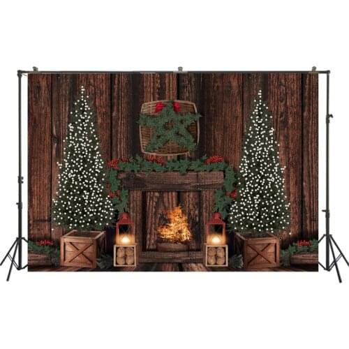 HUAYI Photography Backdrop Christmas Holiday Family Studio Photo Background Christmas Trees Fireplace Baby Shower BackdropW-3396