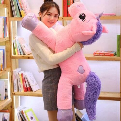 60-110cm Giant Size Unicorn Plush Toys Cute Pink White Horse Soft Doll Stuffed Animal Large Toys For Children Girl Birthday Gift