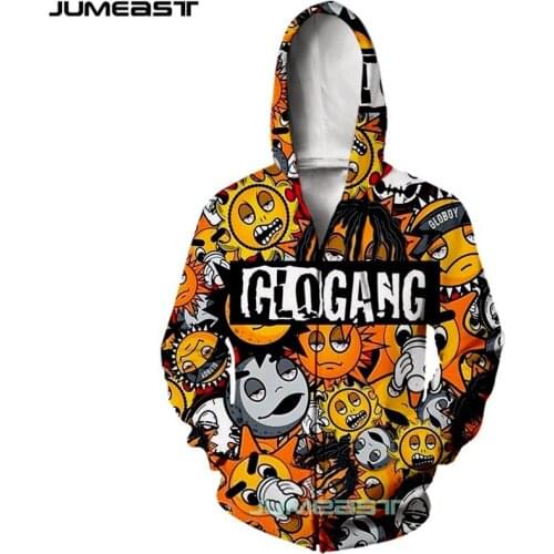 Jumeast Brand Men Women 3D Printed Glogang Long Sleeve Jacket Sport Pullover Fashion Spring Zipper Hoodies
