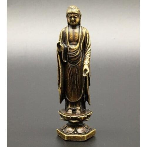 China collection archaize brass Sakyamuni Buddha small statue #4
