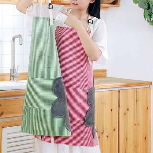 Cute Waterproof Rag Apron Durable Apron With Absorbent Towel On Both Sides Striped Apron With Adjustable Buckle Kitchen Tool