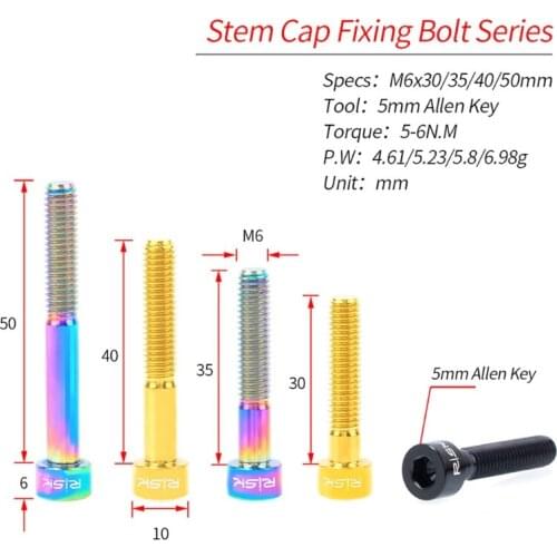 Titanium Alloy Bicycle Headset Fixing Bolts M6x30/35/40/50mm MTB Road Bike Stem Screw