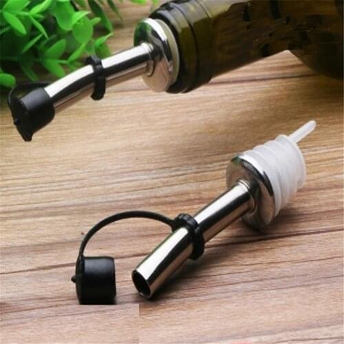Hot 1PC Olive Pourer Dispenser Stainless Steel Bottle Spout Pourer/Mouth with Stopper Flask Dry Red Wine Pot Bottle Cork Plug