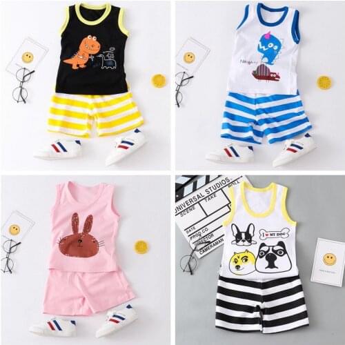Clothing Ses For Boys Fashion Cotton Suits Baby Girl T-shirt+shorts Suit Girls Summer Vest Kids 2pcs Tracksuit Kid Cheap Clothes