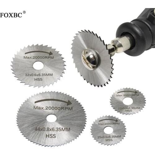 FOXBC 6pcs HSS Mini Circular Saw Blade Set Cutting Disc Rotary Tool Accessories for Dremel Compatible Woodworking Metal Cutting