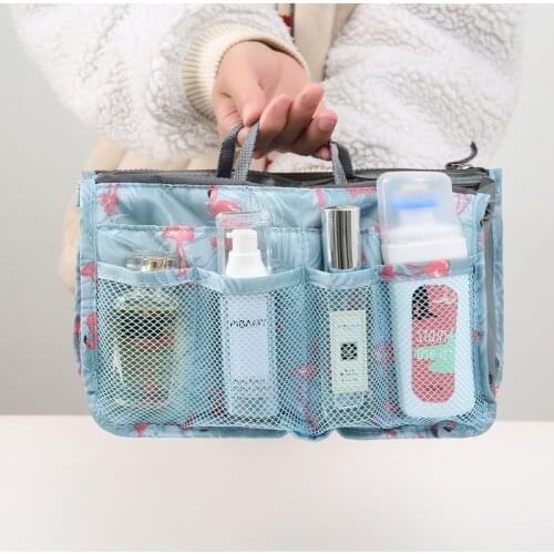 New Travel Make up Bag Handbag Liner Organizer Insert Bags Womens Toiletry Travel Kits Ladies Double zippe Color Cosmetic Bags