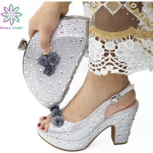 Latest Design Nigerian Women Shoes and Bag Set Plus Size Women Shoes 42 Ladies Dress Shoes Shoes and Bag for Party Wedding