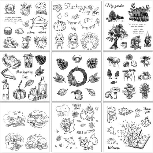 Autumn/Thanksgiving Series Clear Stamps New 2021 Rubber Silicone Seal for DIY Scrapbooking Card Making Album Decoroation Crafts