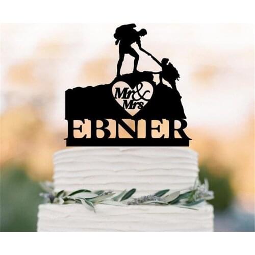 Custom Climbing Cake Topper Mr And Mrs Wedding Cake Topper Rock Climbing Couple Outdoor Wedding Personalized Hiking Cake Topper