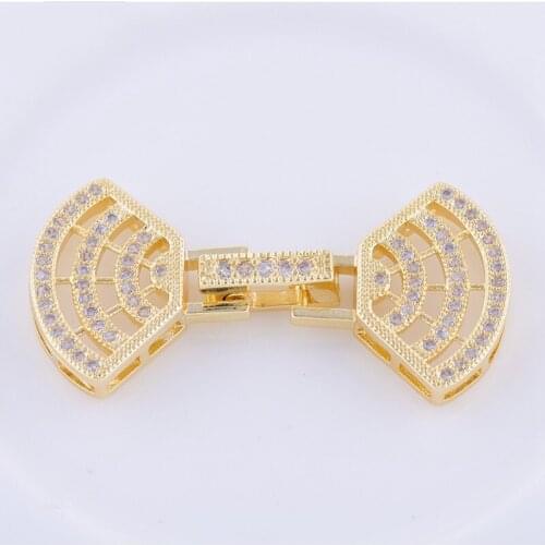 Supplies For Jewelry Micro Pave Zircon Crystal Sector shape connectors & clasps hooks For Pearls Bracelets Necklace Making