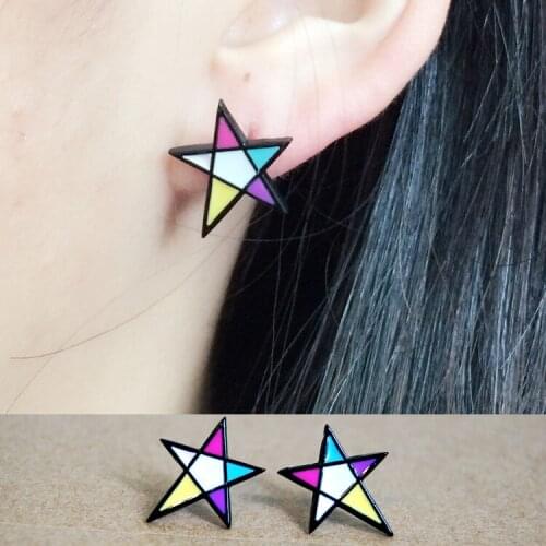Five Colorful star Fashion Anime Cartoon Earring Animal Stud Earrings For Women Girls Kids New Gift