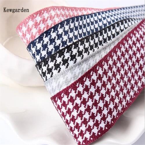 Kewgarden Houndstooth Polyester Ribbon 1" 1.5" 25mm 38mm DIY Hairbow Sewing Accessories Handmade Tape Packing Webbing 20 Yards