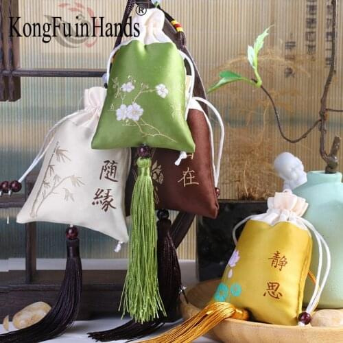 Chinese Style Sachet Fashion Retro Lotus Embroidery Bag Bedroom Decoration Car Ornaments Earring Small Objects Women Jewelry Bag