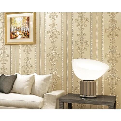 Beibehang Modern simple 3D stereo vertical stripes high - grade wallpaper warm bedroom living room television wall 3d wallpaper