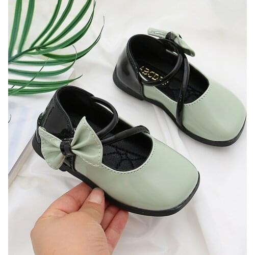 Spring Fashion Toddler Bow Leather Shoes Kids Dress Little Baby Girls Party Shoes For 2021 Princess Child 1 2 3 4 5 6 Years Old