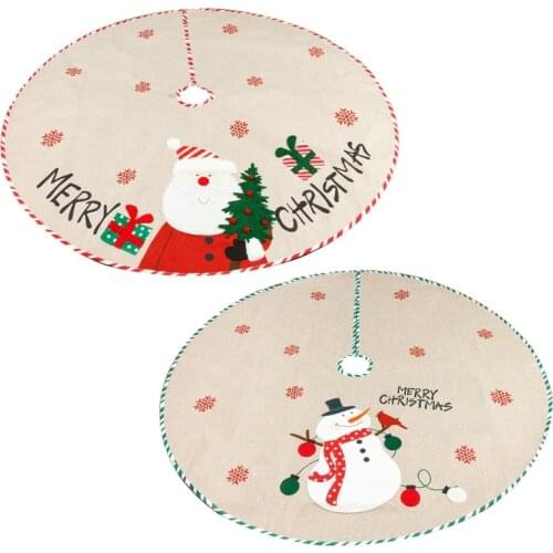 Christmas Tree Skirt with Santa Snowman Design 43 Inch Xmas Tree Skirt for Christmas Decorations Winter New Year