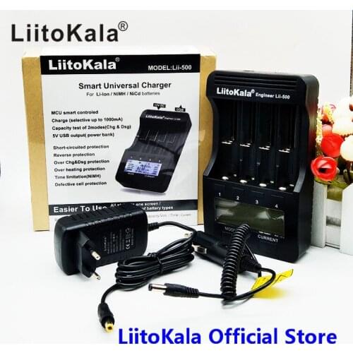 LiitoKala lii-500 LCD 3.7V 1.2V 18650 26650 16340 14500 10440 18500 20700B 21700 Battery Charger with screen