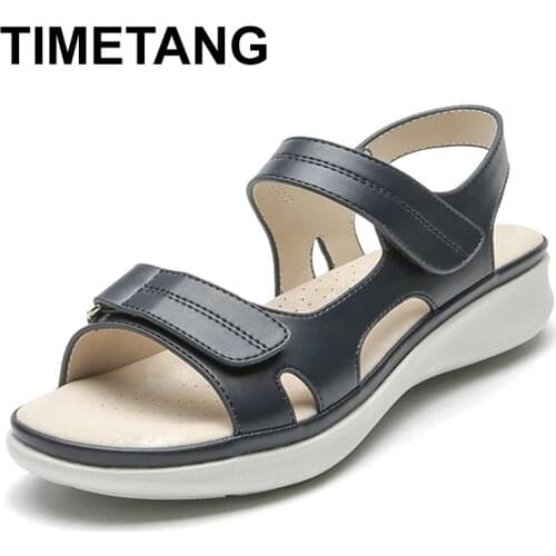 TIMETANGComfort Shoes for Women 2021 Summer Roman Sandals Clear Heels Suit Female Beige Large Size Gladiator Girls New Low Black