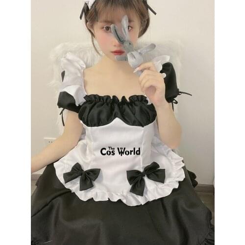 S-3XL Lolita Sweet Black White Apron Maidservant Maid Restaurant Dress Uniform Outfits Anime Cosplay Costume