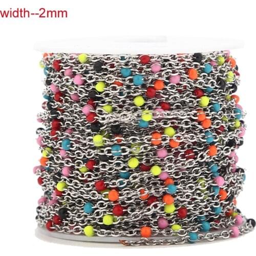 2mm width Mixed color Stainless Steel Cable Chain Link in Bulk for Necklace Jewelry Accessories DIY Making