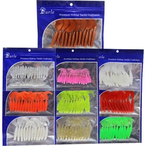 12/15/16pcs Fishing Lures Silicone Bait Finesse Grub 35 55 70mm Soft Lure Wobbler Grub Tail Artificial Bait Fishing Lures Peche