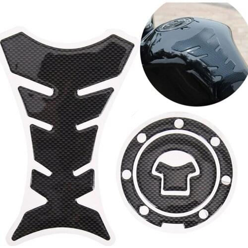 2x Motorcycle Carbon Fiber Tank Pad Protector Sticker For Honda Yamaha Kawasaki Suzuki Ducati Universal Fishbone