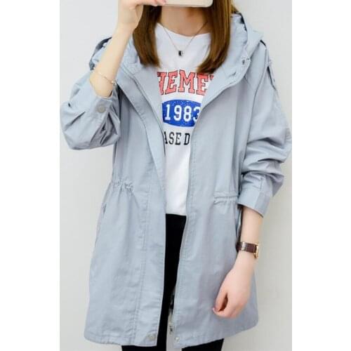 2019 New Spring Autumn Trench Coat For Women Casual Long Overcoat Loose Windbreaker Female Hooded Solid Coat Outerwear Top R222