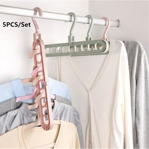 5Pc Sliding Hangers Shirts Clothes Hanger Holders Space Saving Magic Hook Clothing Organizer Hanging Racks Clothes Storage