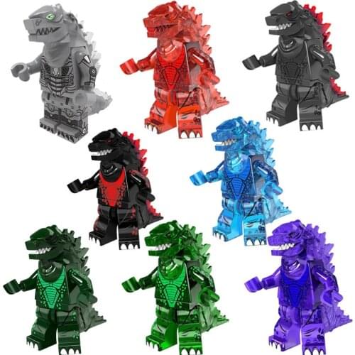 8PCS Godzilla Movie Character Building Block Model Nuclear Energy Lnjection Burning Monster Action Figure Toys Doll Child Gifts