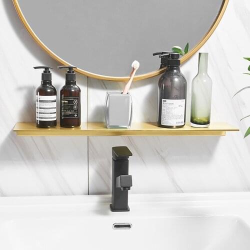 Space Aluminum Bathroom Organizer 40/50/60cm Nordic Bathroom Storage Rack Gold Brushed Corner Shelf Wall Mount Cosmetic Frame