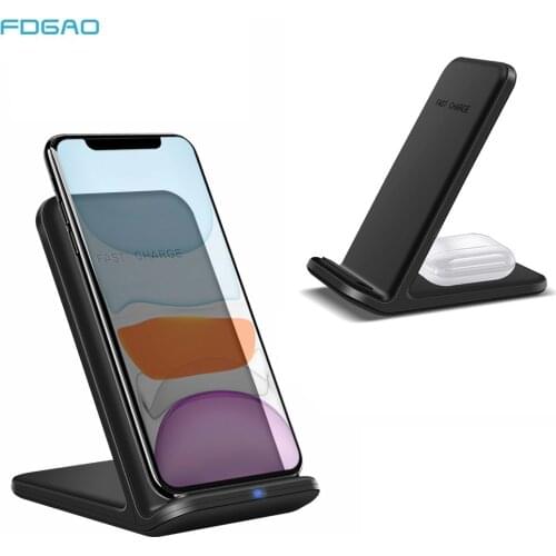 FDGAO 15W 2 in 1 Qi Wireless Charger Stand For iPhone 11 Pro X XS XR 8 QC 3.0 Fast Charging Dock Holder for Samsung S20 S10 S9