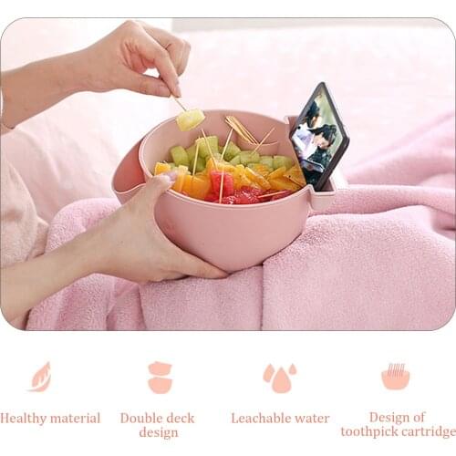 More style Lazy Snack Bowl Plastic Double-Layer Living Room Melon Tray Candy Box Lazy Fruit Plate Mobile Phone Bracket Chase