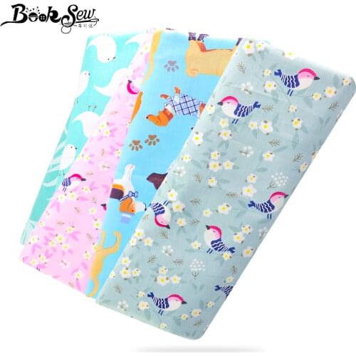 Booksew New Arrival Light Green Cotton Twill Fabric Birds Design Home Textile Patchwork Bedding Clothing Baby Quilting Tecido